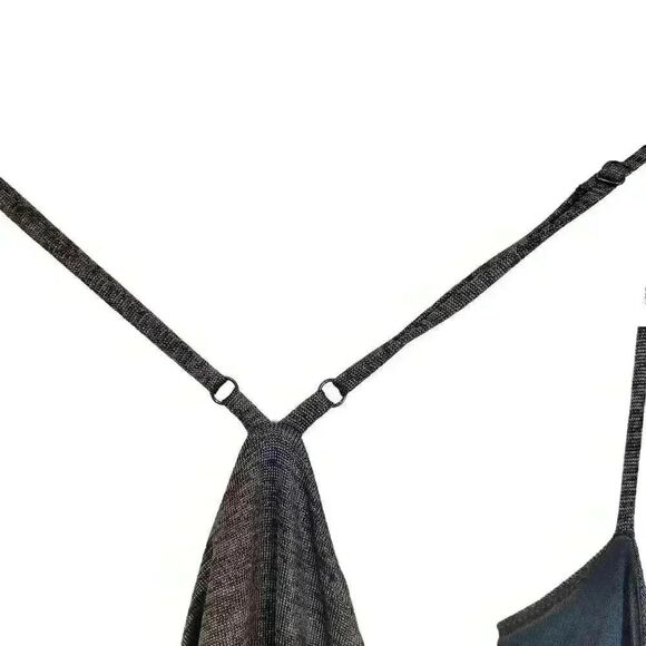 BCBGENERATION Women's Silver/Gray Poly/Spandex Cowl Neck Ruched Split Thigh Cami - Picture 10 of 14